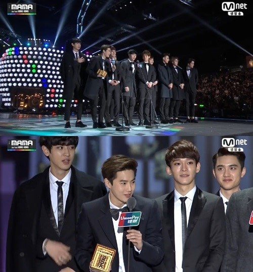 【2014 MAMA】EXO抱走年度最佳歌手獎 Lay:很多人認為2014對EXO是黑色…