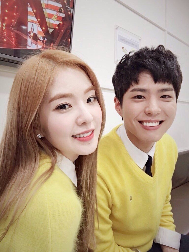 Red Velvet's Irene and Park Bo Gum for KBS Music Bank. / Pann