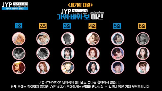 JYP 猜拳大會-分組名單