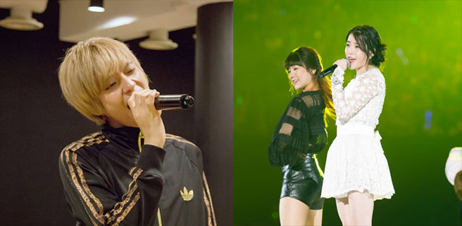 IU和Teen Top Niel在《KCON 2014》合唱歌曲《Friday》