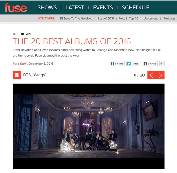 防彈少年團並列碧昂絲、雷哈娜 獲選美國‘年度最佳專輯’