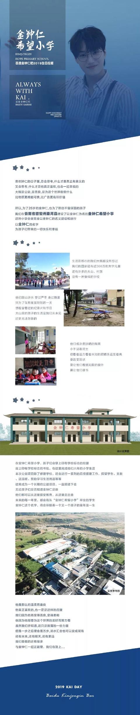 這樣的生日應援才有意義！ 金鐘仁粉絲在中國蓋起希望小學！